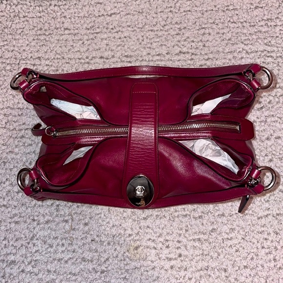 Coach Carlyle Smooth Leather Merlot Shoulder Bag Purse - Picture 9 of 13